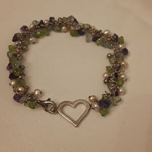 925 bracelet with multi gemstones and pearls
